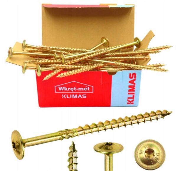 KLIMAS Wkręty ciesielskie 6 x 80 mm do drewna łeb talerzowy Torx 100 szt.