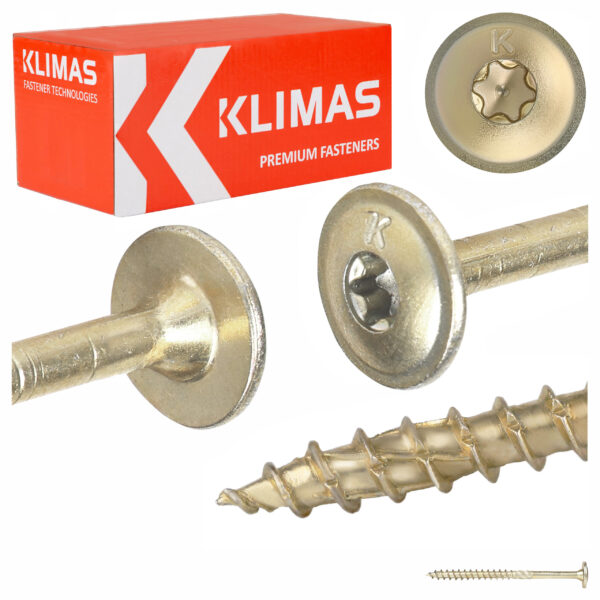 KLIMAS Wkręty ciesielskie 5 x 70 mm do drewna łeb talerzowy Torx 150 szt.