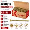 KLIMAS Wkręty ciesielskie 6 x 90 mm do drewna łeb talerzowy Torx 100 szt.
