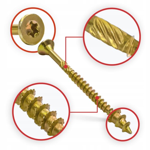 KLIMAS Wkręty ciesielskie 6 x 70 mm do drewna łeb talerzowy Torx 100 szt.