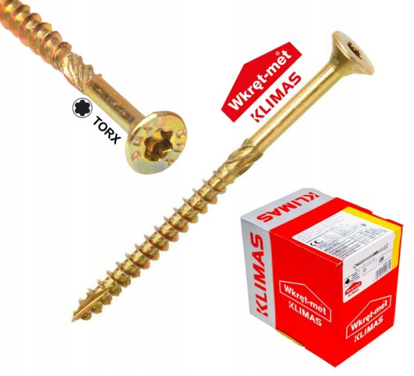 Wkręty do drewna 4x70 mm 200 szt. TORX stożkowe Klimas WKCS