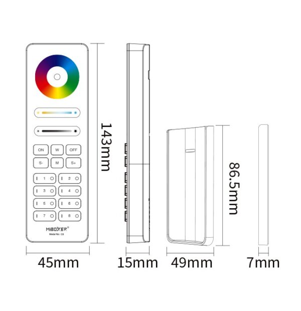 Pilot Mi-Light C8 Biały RGB+CCT 8 stref