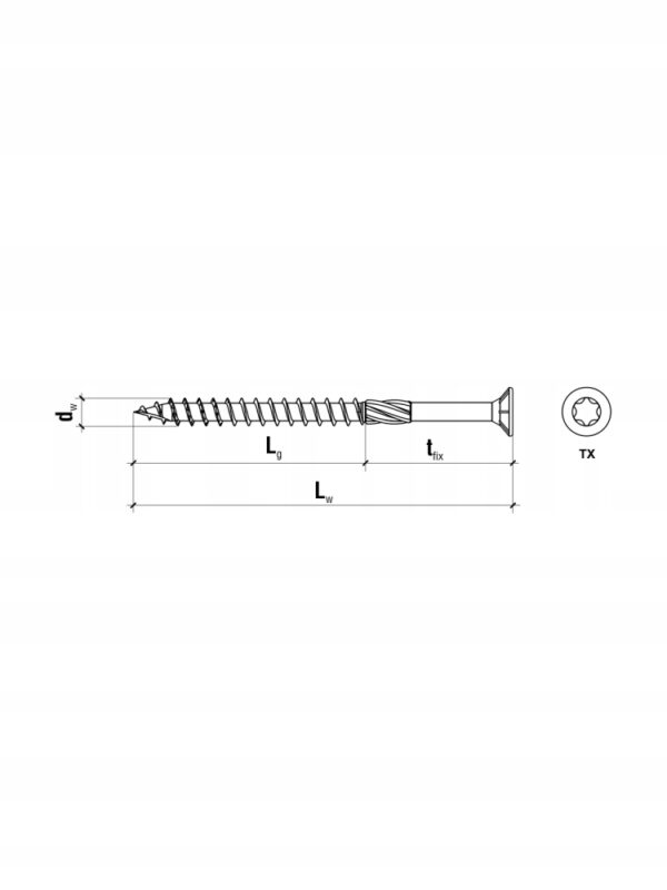KLIMAS Wkręty ciesielskie 6 x 70 mm do drewna łeb talerzowy Torx 100 szt.