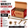 e3ee37673e8b6f2077043f2386eec3d8 KLIMAS Wkręty ciesielskie 6 x 260 mm do drewna łeb talerzowy Torx 100 szt.