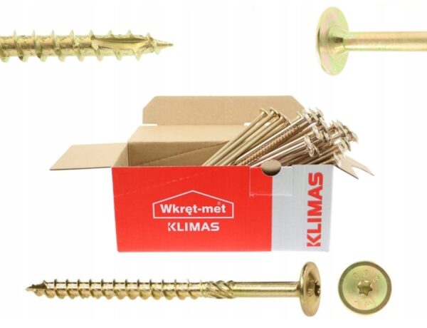 KLIMAS Wkręty ciesielskie 6 x 120 mm do drewna łeb talerzowy Torx 100 szt.