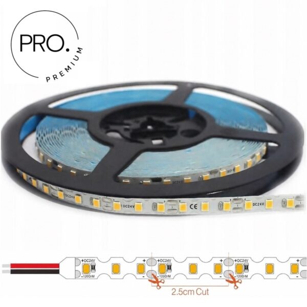 Taśma LED 24V S-SHAPE 6mm PRO 7.2W/m 120xSMD2835 - Zimna