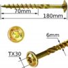 f9b0a0c53b8fdd7d956be74e2905ad18 KLIMAS Wkręty ciesielskie 6 x 180 mm do drewna łeb talerzowy Torx 100 szt.