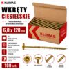 KLIMAS Wkręty ciesielskie 6 x 120 mm do drewna łeb talerzowy Torx 100 szt.