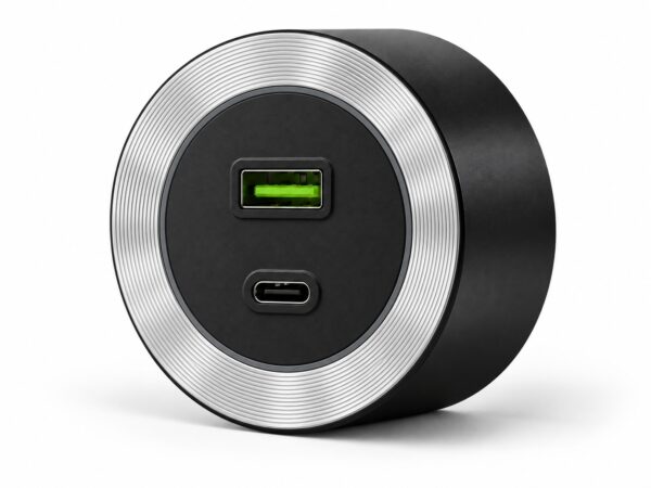 Gniazdo szynowe USB/USB-C przesuwne ALU Velora czarne