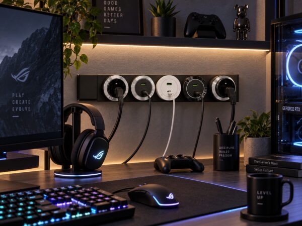 Gniazdo szynowe USB/USB-C przesuwne ALU Velora czarne