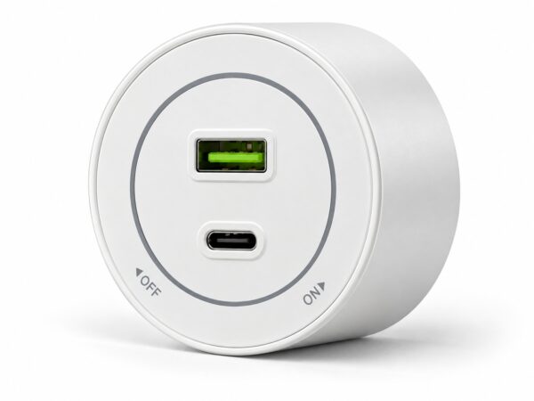95301fa325c163900bd7d90668aa3021 Gniazdo szynowe USB/USB-C przesuwne Velora białe