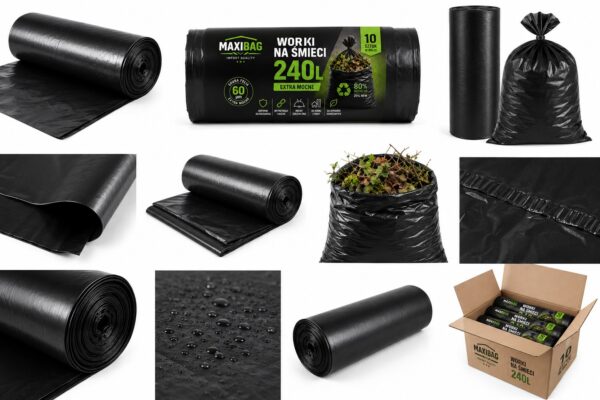 WORKI NA ŚMIECI ODPADY BUDOWLANE GRUZ 240L Extra Mocne 240L 10 sztuk WORKI NA ŚMIECI ODPADY BUDOWLANE GRUZ 240L Extra Mocne 240L 10 sztuk
