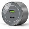 Gniazdo szynowe USB/USB-C przesuwne szklane Velora szare