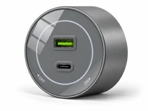 e81f8e7e11079960c51ea26f745aa922 Gniazdo szynowe USB/USB-C przesuwne szklane Velora szare